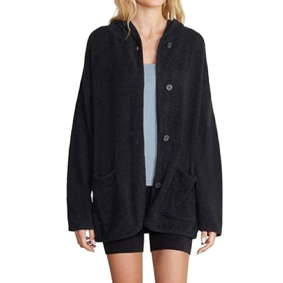 Barefoot Dreams Tops - Barefoot Dreams Black Hooded Jacket